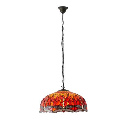 Endon 64082 - Lámpara colgante con cadena Tiffany DRAGONFLY, 3xE27/60W/230V, Ø 50 cm