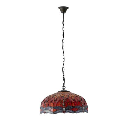 Endon 64082 - Lámpara colgante con cadena Tiffany DRAGONFLY, 3xE27/60W/230V, Ø 50 cm