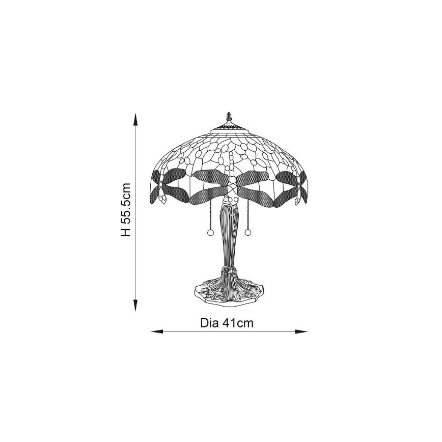 Endon 64085 - Lámpara de mesa Tiffany DRAGONFLY 2xE27/60W/230V Ø 41 cm