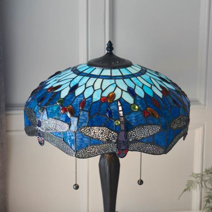 Endon 64089 - Lámpara de mesa Tiffany DRAGONFLY 2xE27/60W/230V Ø 41 cm