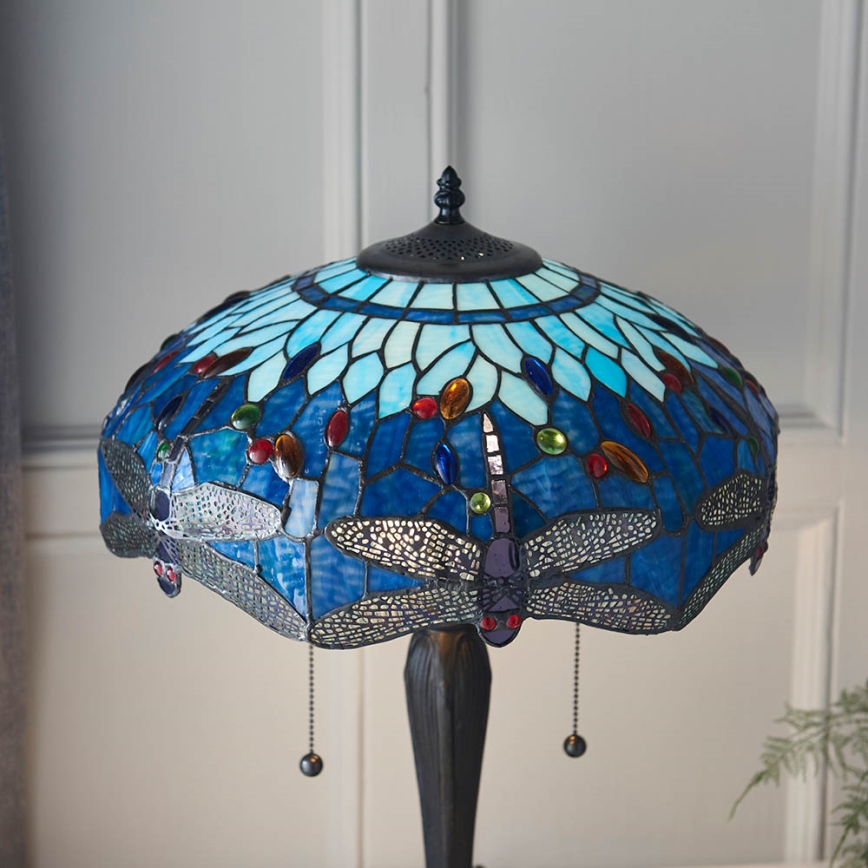 Endon 64089 - Lámpara de mesa Tiffany DRAGONFLY 2xE27/60W/230V Ø 41 cm