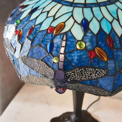 Endon 64089 - Lámpara de mesa Tiffany DRAGONFLY 2xE27/60W/230V Ø 41 cm