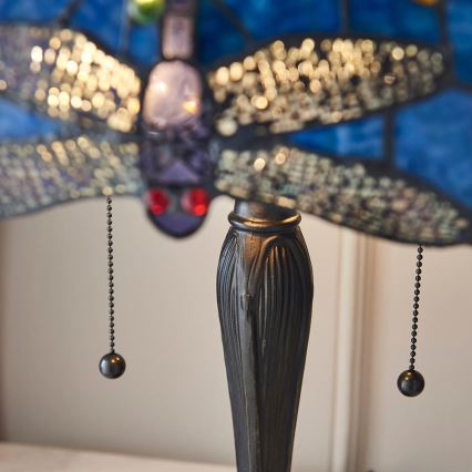 Endon 64089 - Lámpara de mesa Tiffany DRAGONFLY 2xE27/60W/230V Ø 41 cm