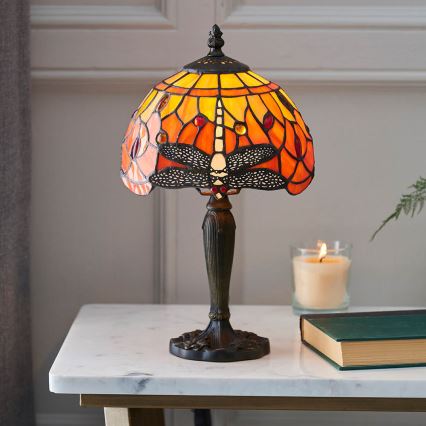 Endon 64091 - Lámpara de sobremesa Tiffany DRAGONFLY 1xE14/40W/230V Ø 20 cm