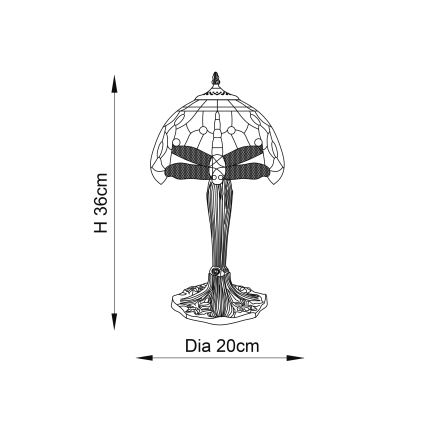 Endon 64091 - Lámpara de sobremesa Tiffany DRAGONFLY 1xE14/40W/230V Ø 20 cm