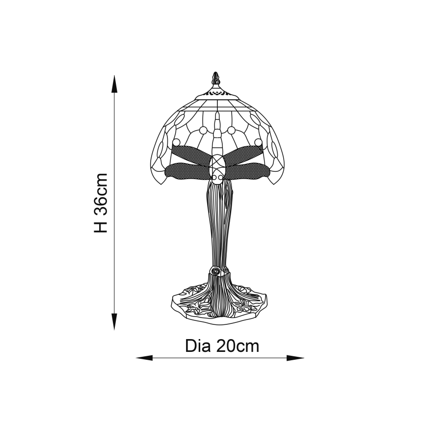 Endon 64091 - Lámpara de sobremesa Tiffany DRAGONFLY 1xE14/40W/230V Ø 20 cm