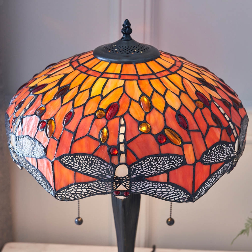Endon 64093 - Lámpara de mesa Tiffany DRAGONFLY 2xE27/60W/230V Ø 41 cm