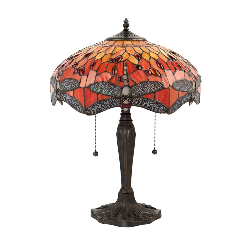 Endon 64093 - Lámpara de mesa Tiffany DRAGONFLY 2xE27/60W/230V Ø 41 cm