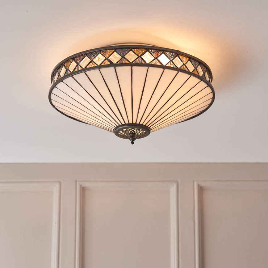 Endon 64145 - Lámpara de techo Tiffany FARGO 2xE27/60W/230V Ø 41,5 cm
