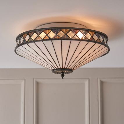 Endon 64145 - Lámpara de techo Tiffany FARGO 2xE27/60W/230V Ø 41,5 cm