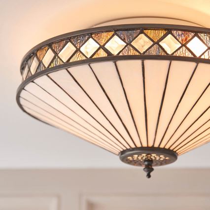 Endon 64145 - Lámpara de techo Tiffany FARGO 2xE27/60W/230V Ø 41,5 cm