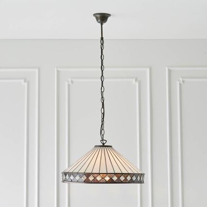 Endon 64147 - Lámpara colgante con cadena Tiffany FARGO 1xE27/60W/230V diámetro 50 cm