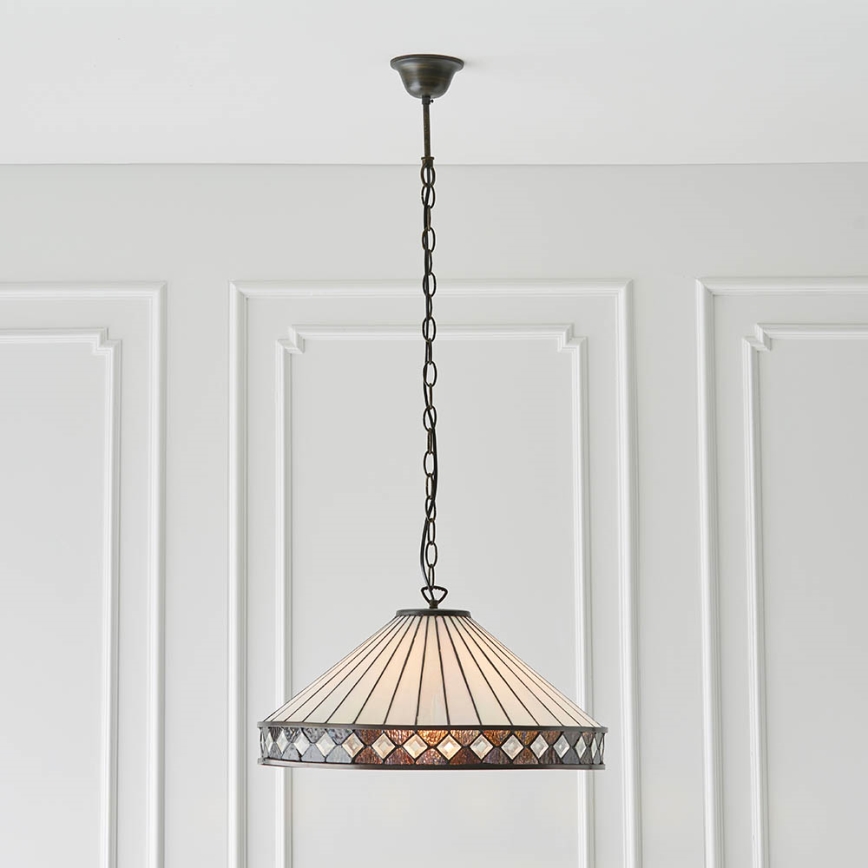 Endon 64147 - Lámpara colgante con cadena Tiffany FARGO 1xE27/60W/230V diámetro 50 cm