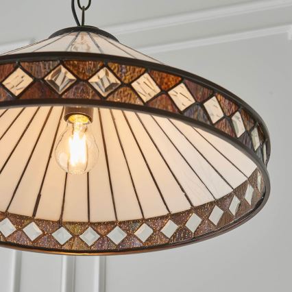 Endon 64147 - Lámpara colgante con cadena Tiffany FARGO 1xE27/60W/230V diámetro 50 cm
