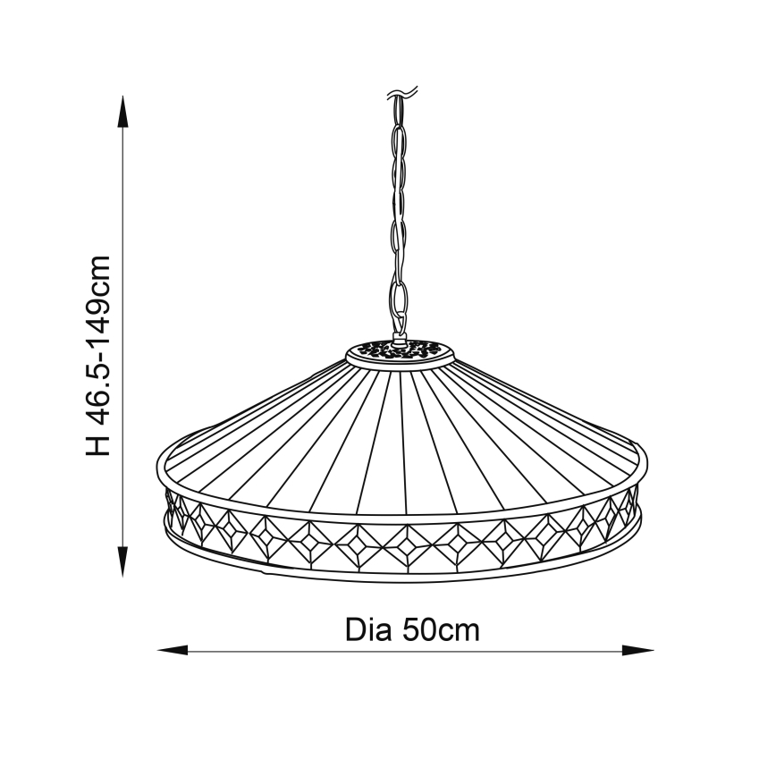 Endon 64147 - Lámpara colgante con cadena Tiffany FARGO 1xE27/60W/230V diámetro 50 cm