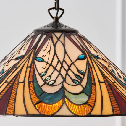 Endon 64162 - Lámpara colgante con cadena estilo Tiffany HECTOR 1xE27/60W/230V Ø 40 cm