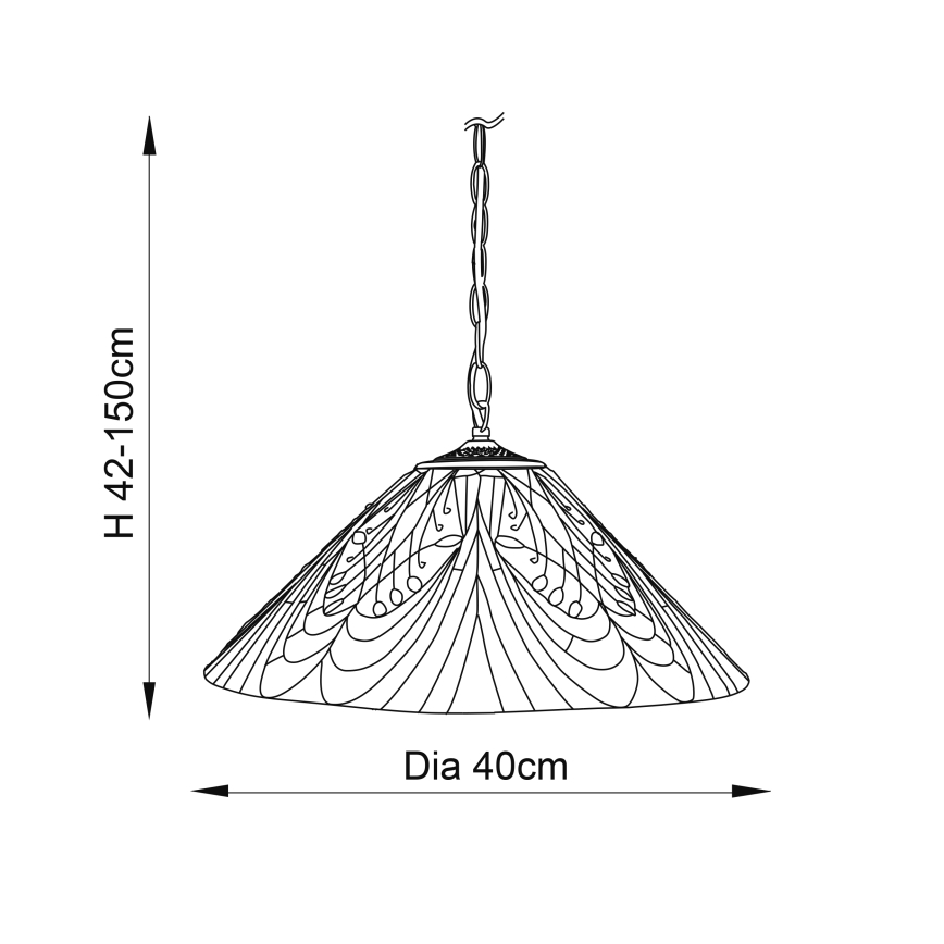 Endon 64162 - Lámpara colgante con cadena estilo Tiffany HECTOR 1xE27/60W/230V Ø 40 cm
