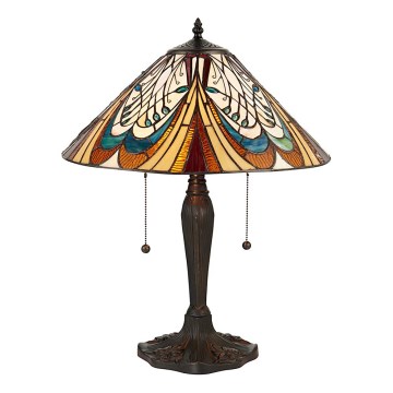 Endon 64163 - Lámpara de mesa Tiffany HECTOR, 2xE27/60W/230V, Ø 40 cm