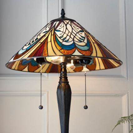 Endon 64163 - Lámpara de mesa Tiffany HECTOR, 2xE27/60W/230V, Ø 40 cm