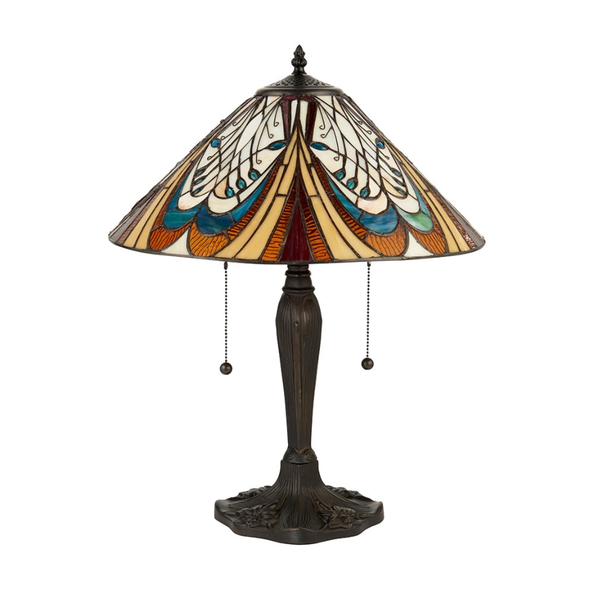 Endon 64163 - Lámpara de mesa Tiffany HECTOR, 2xE27/60W/230V, Ø 40 cm
