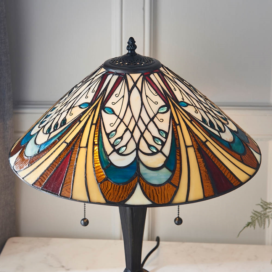 Endon 64163 - Lámpara de mesa Tiffany HECTOR, 2xE27/60W/230V, Ø 40 cm