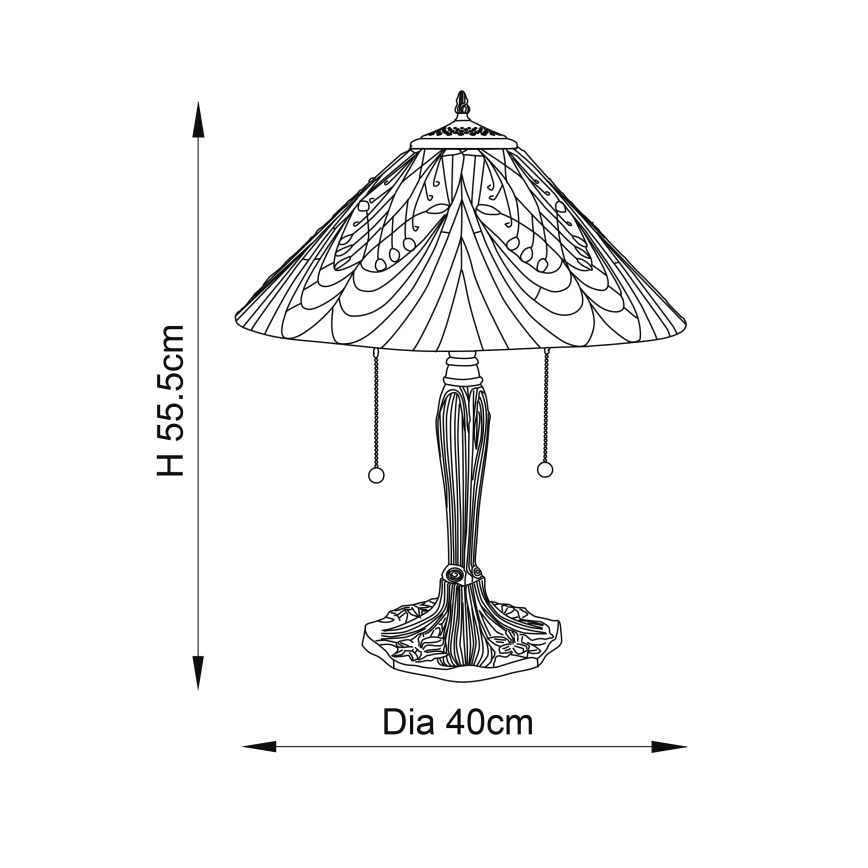 Endon 64163 - Lámpara de mesa Tiffany HECTOR, 2xE27/60W/230V, Ø 40 cm