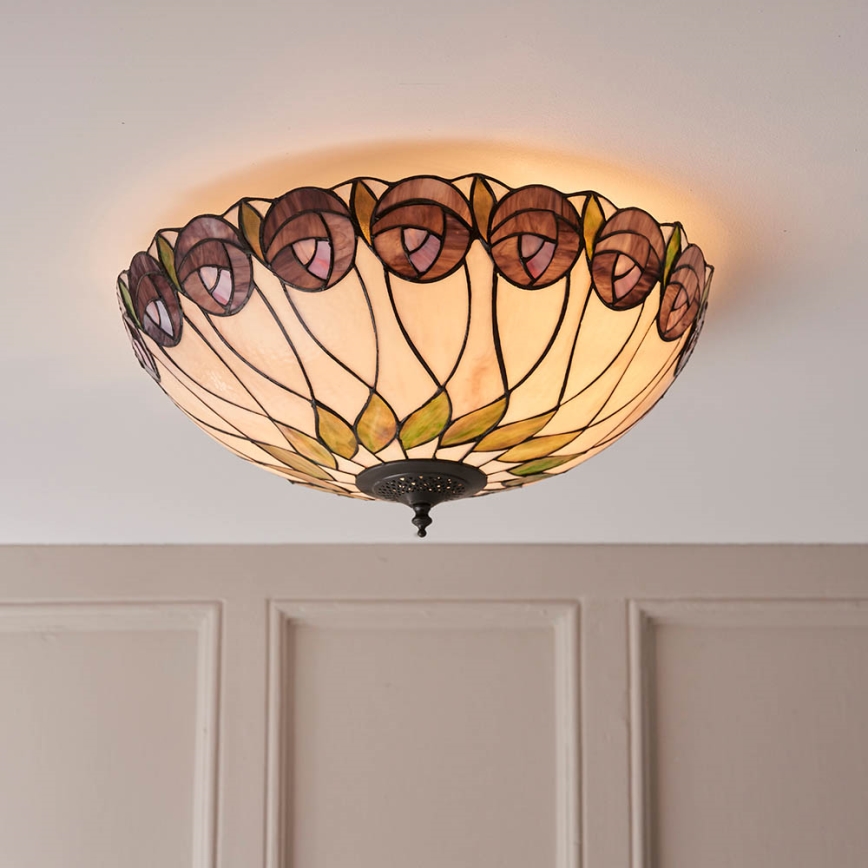 Endon 64173 - Lámpara de techo Tiffany HUTCHINSON 2xE27/60W/230V Ø 50 cm