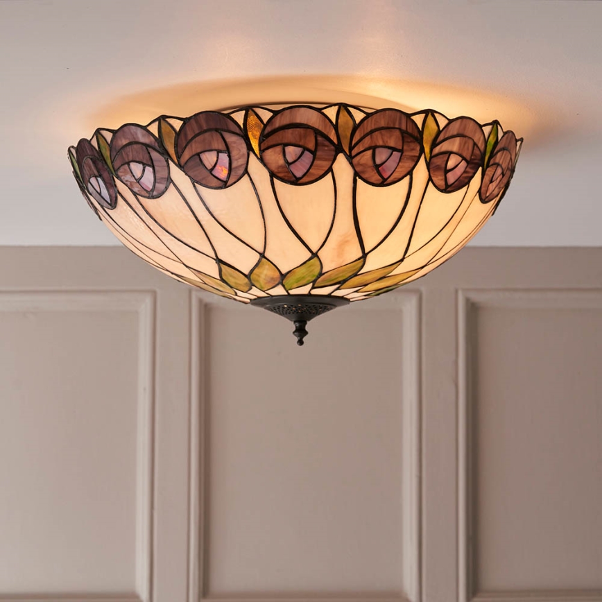 Endon 64173 - Lámpara de techo Tiffany HUTCHINSON 2xE27/60W/230V Ø 50 cm