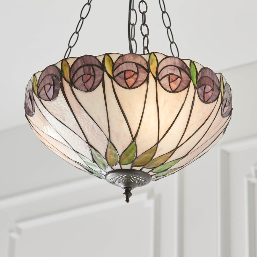 Endon 64175 - Lámpara colgante en cadena Tiffany HUTCHINSON 3xE27/60W/230V, diámetro 40 cm