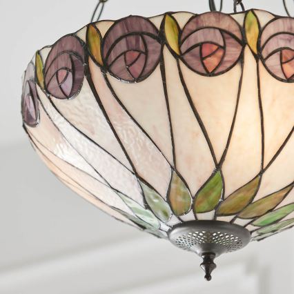 Endon 64175 - Lámpara colgante en cadena Tiffany HUTCHINSON 3xE27/60W/230V, diámetro 40 cm