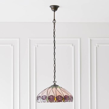 Endon 64176 - Lámpara colgante con cadena Tiffany HUTCHINSON 1xE27/60W/230V Ø 40 cm