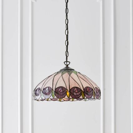 Endon 64176 - Lámpara colgante con cadena Tiffany HUTCHINSON 1xE27/60W/230V Ø 40 cm