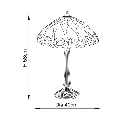 Endon 64177 - Lámpara de mesa Tiffany HUTCHINSON 1xE27/60W/230V Ø 40 cm