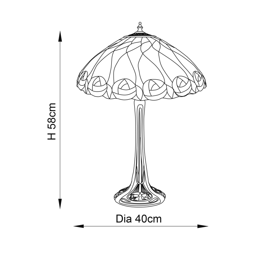 Endon 64177 - Lámpara de mesa Tiffany HUTCHINSON 1xE27/60W/230V Ø 40 cm