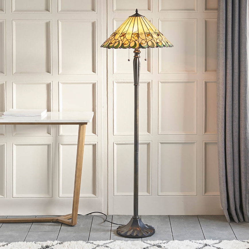 Endon 64192 - Lámpara de pie Tiffany JAMELIA 2xE27/60W/230V, diámetro 50 cm