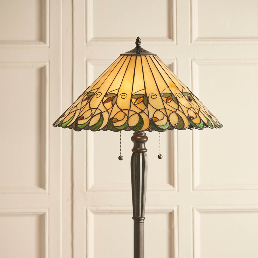 Endon 64192 - Lámpara de pie Tiffany JAMELIA 2xE27/60W/230V, diámetro 50 cm