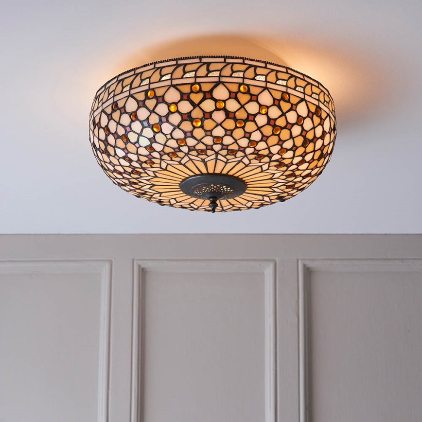 Endon 64276 - Lámpara de techo Tiffany MILLE FEUX 2xE27/60W/230V Ø 45 cm