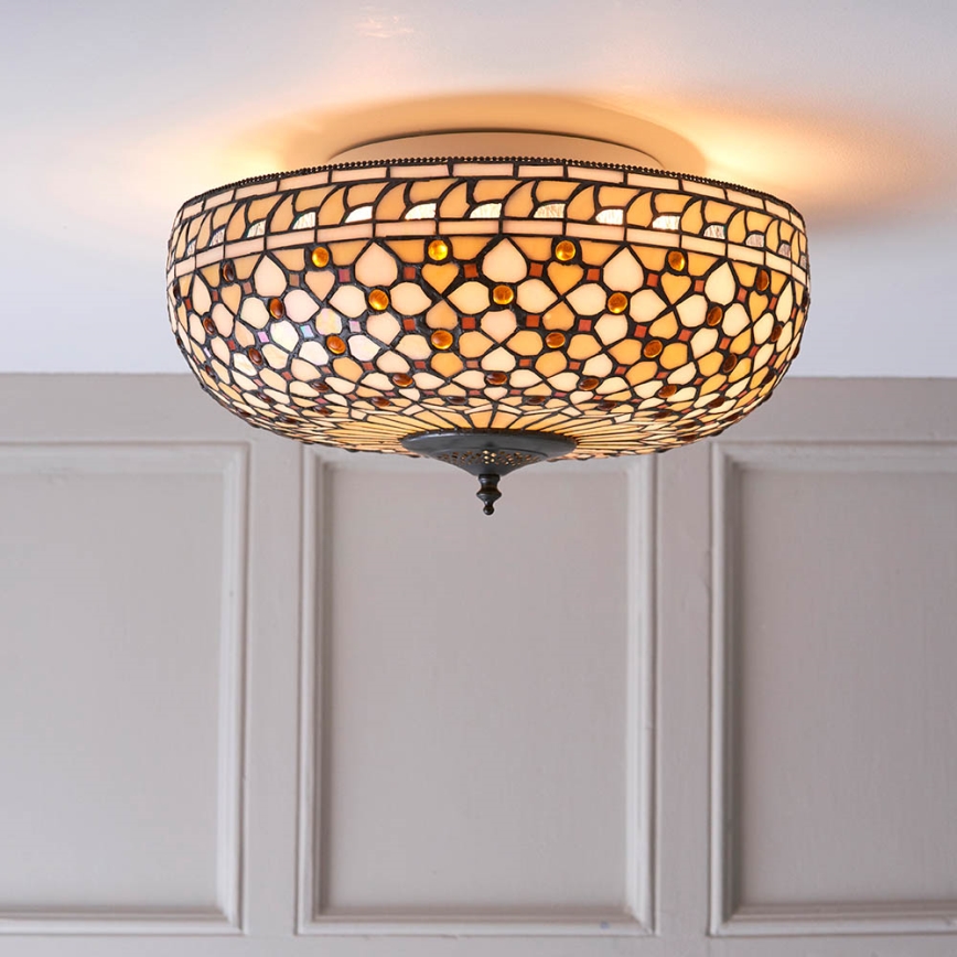 Endon 64276 - Lámpara de techo Tiffany MILLE FEUX 2xE27/60W/230V Ø 45 cm