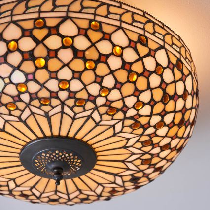 Endon 64276 - Lámpara de techo Tiffany MILLE FEUX 2xE27/60W/230V Ø 45 cm