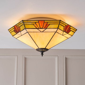 Endon 64284 - Lámpara de techo Tiffany NEVADA 2x E27/60W/230V Ø 40 cm