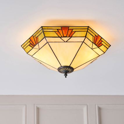 Endon 64284 - Lámpara de techo Tiffany NEVADA 2x E27/60W/230V Ø 40 cm
