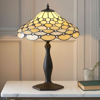 Endon 64301 - Lámpara de mesa Tiffany PEARL 1xE27/60W/230V, diámetro 37 cm