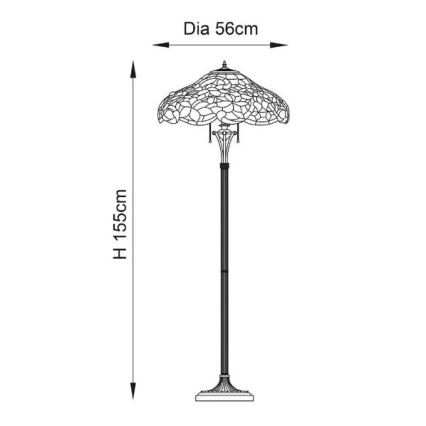 Endon 64323 - Lámpara de pie Tiffany SULLIVAN 2xE27/60W/230V Ø 56 cm