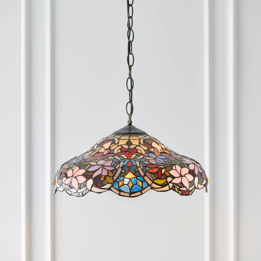 Endon 64325 - Lámpara colgante con cadena Tiffany SULLIVAN 1xE27/60W/230V, diámetro 40 cm