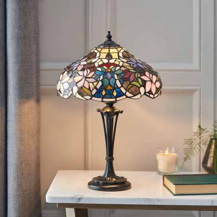 Endon 64327 - Lámpara de mesa Tiffany SULLIVAN 2xE14/40W/230V Ø 30 cm