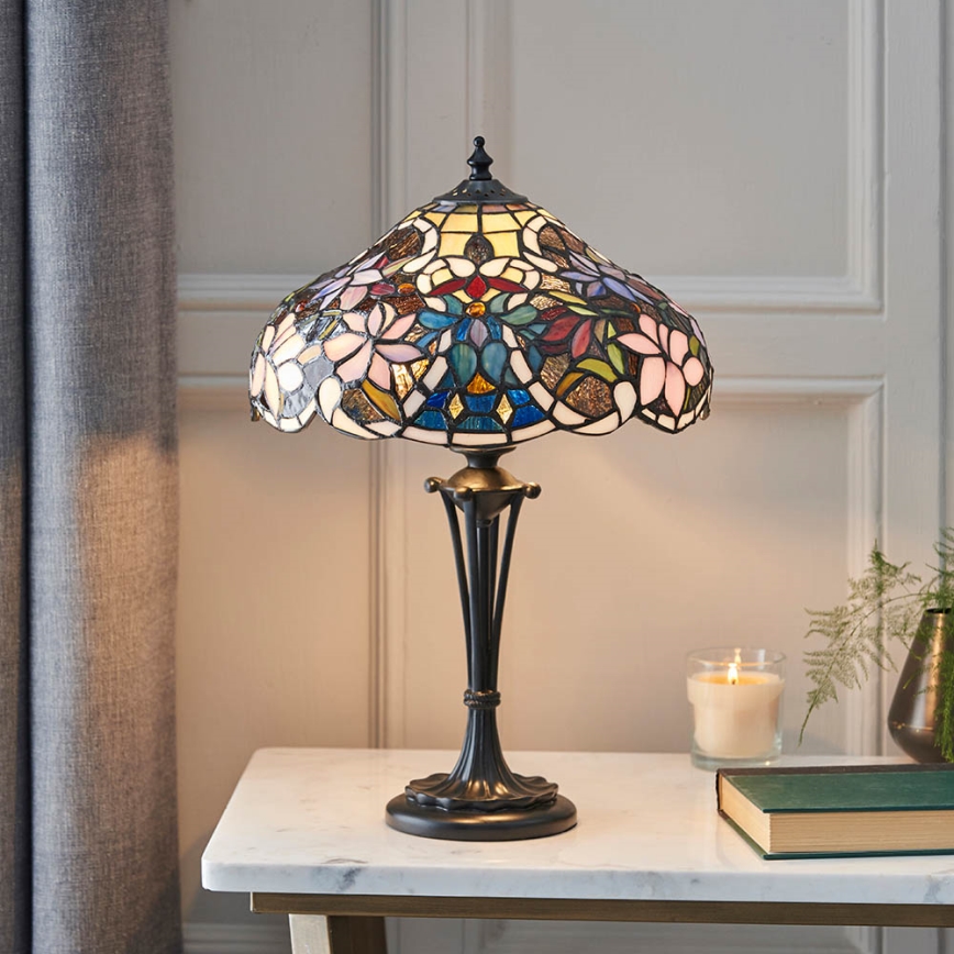 Endon 64327 - Lámpara de mesa Tiffany SULLIVAN 2xE14/40W/230V Ø 30 cm