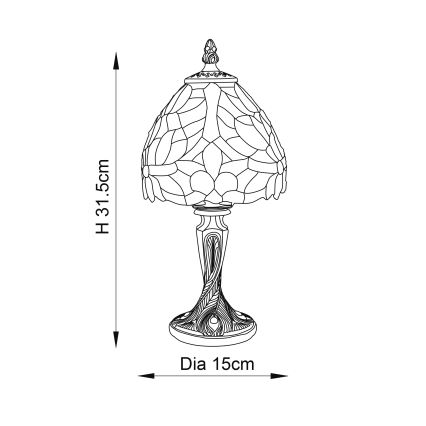 Endon 64331 - Lámpara de mesa Tiffany SYLVETTE 1xE14/40W/230V, diámetro 15 cm