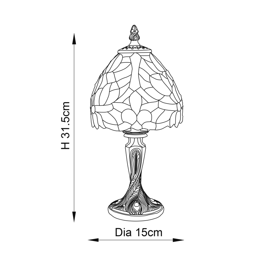 Endon 64331 - Lámpara de mesa Tiffany SYLVETTE 1xE14/40W/230V, diámetro 15 cm