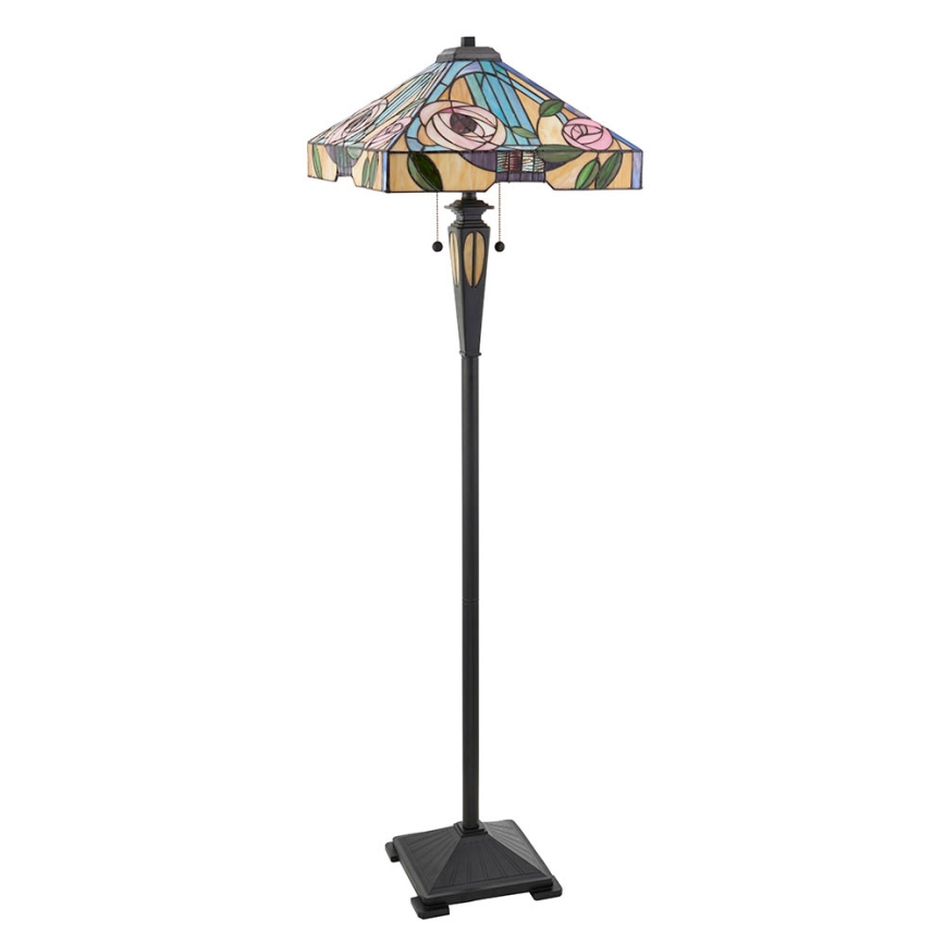 Endon 64383 - Lámpara de pie Tiffany WILLIOW 2xE27/60W/230V, diámetro 42,5 cm