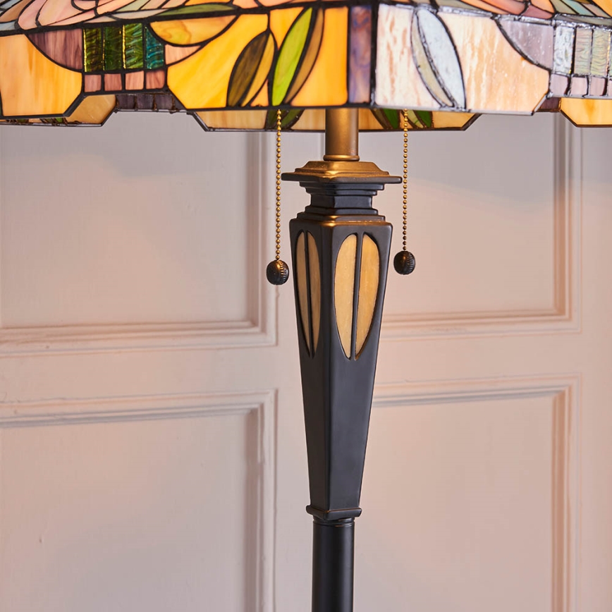 Endon 64383 - Lámpara de pie Tiffany WILLIOW 2xE27/60W/230V, diámetro 42,5 cm
